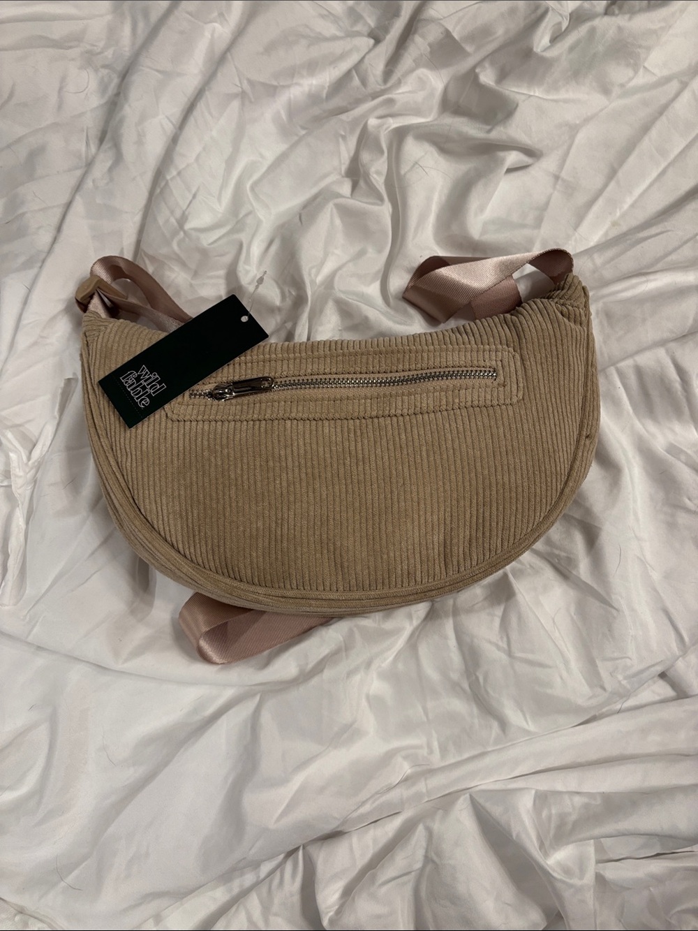 wild fable Taupe Corduroy Crescent Crossbody Bag